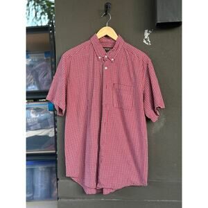 Eddie Bauer Men’s Large Cotton Orange Plaid Button Down Short Sleeve Shirt